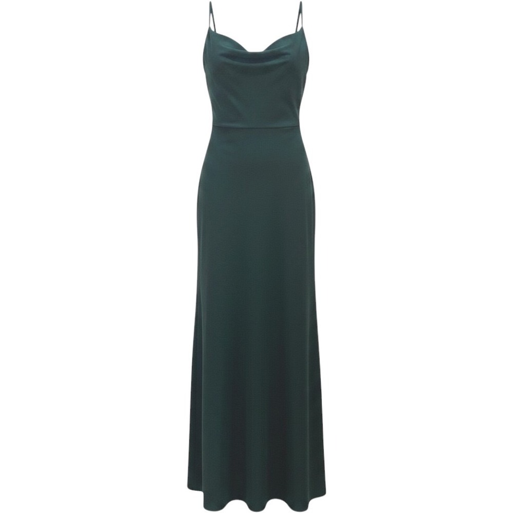 Birdy Grey Dress Women XS Emerald Green Cowl Neck Maxi Gown Formal Event Wedding